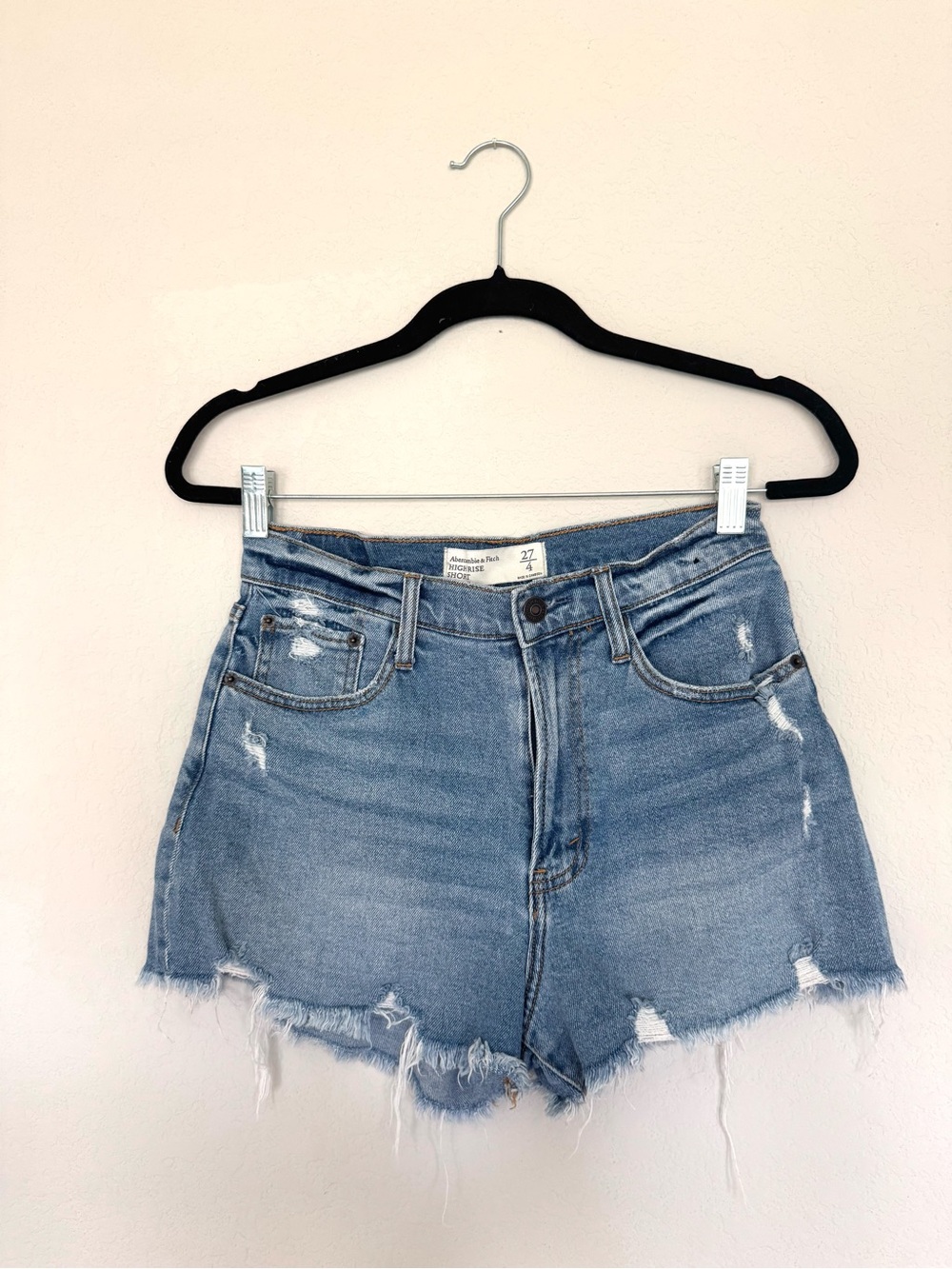 Abercrombie & Fitch Light Blue Distressed Denim Jean Shorts
